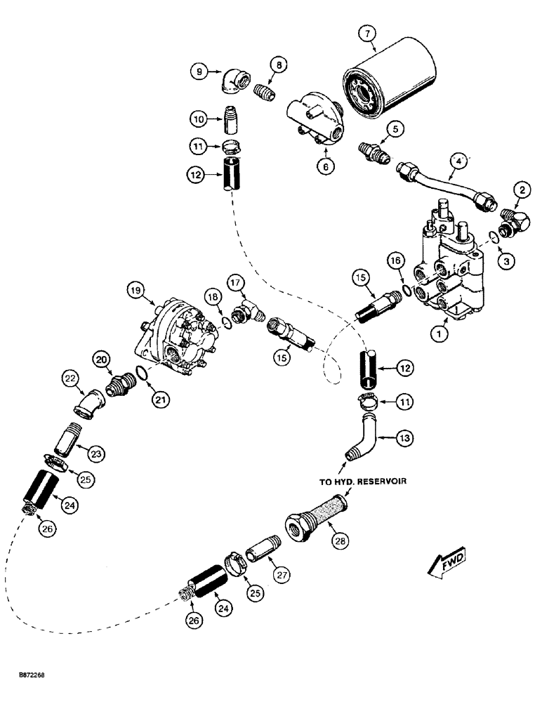 Схема запчастей Case TF300 - (8-02) - TRENCHER BOOM LIFT HYDRAULIC CIRCUIT, CONTROL VALVE TO (08) - HYDRAULICS