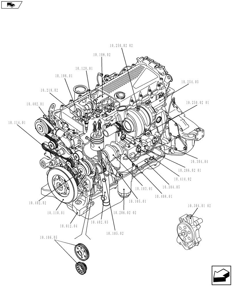 Схема запчастей Case F3BE0684N E918 - (10.000.01[01]) - PICTORIAL OVERVIEW 1/2 - ENGINE (5801464763) (10) - ENGINE