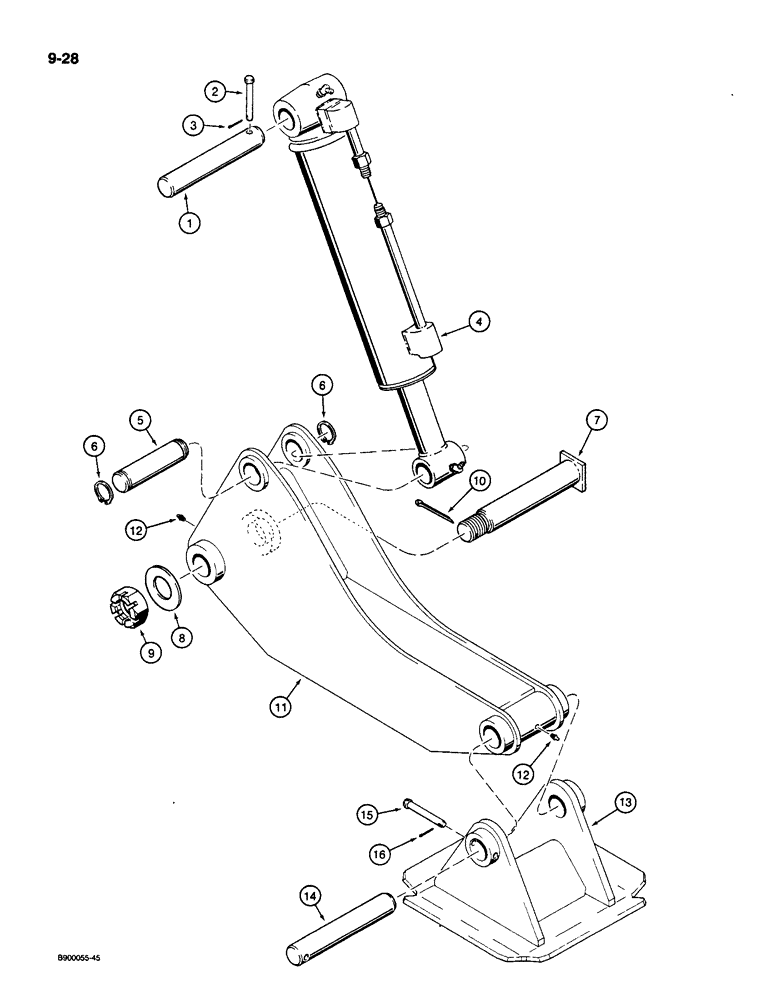 Схема запчастей Case 1085C - (9-028) - OUTRIGGER ARMS AND PLATES, UNITS WITH MATERIAL HANDLING BOOM (09) - CHASSIS/ATTACHMENTS