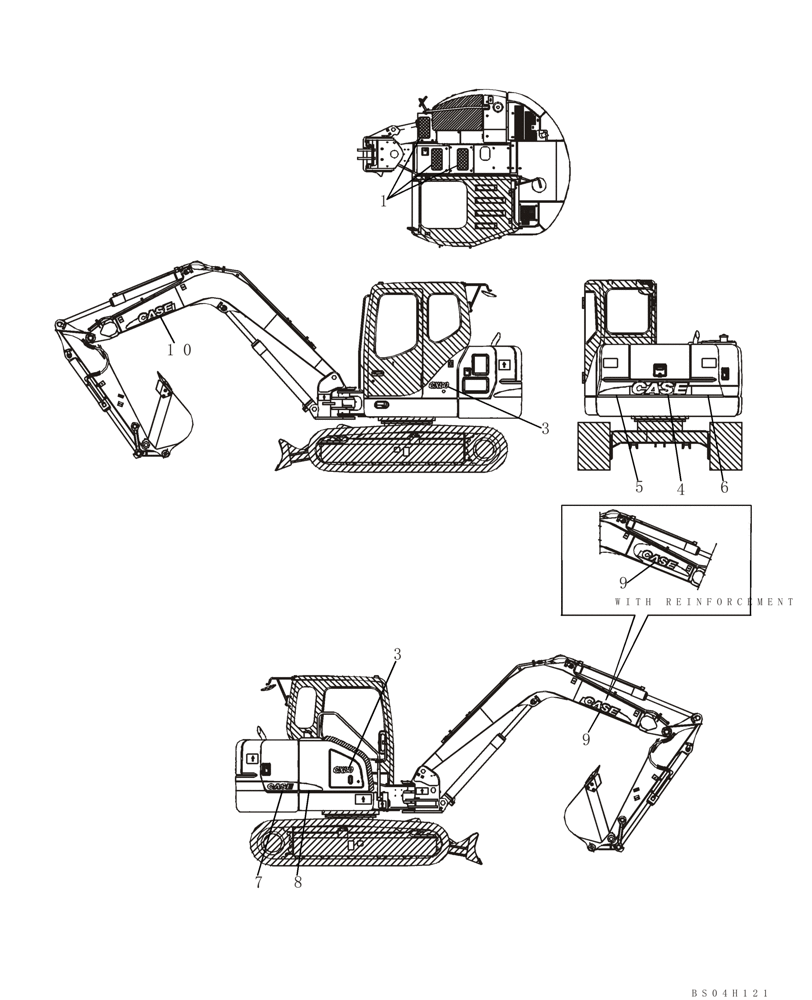 Схема запчастей Case CX80 - (09-60) - DECALS (09) - CHASSIS/ATTACHMENTS