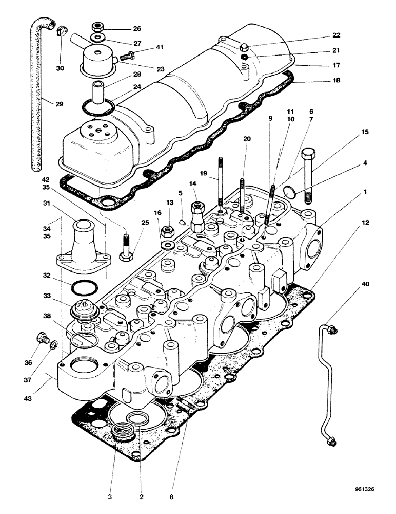 Схема запчастей Case 580G - (16) - ENGINE - CYLINDER HEAD AND COVER (10) - ENGINE