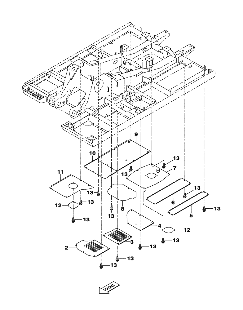 Схема запчастей Case CX300C - (09-003-00[01]) - UPPERSTRUCTURE LOWER PANELS (09) - CHASSIS/ATTACHMENTS