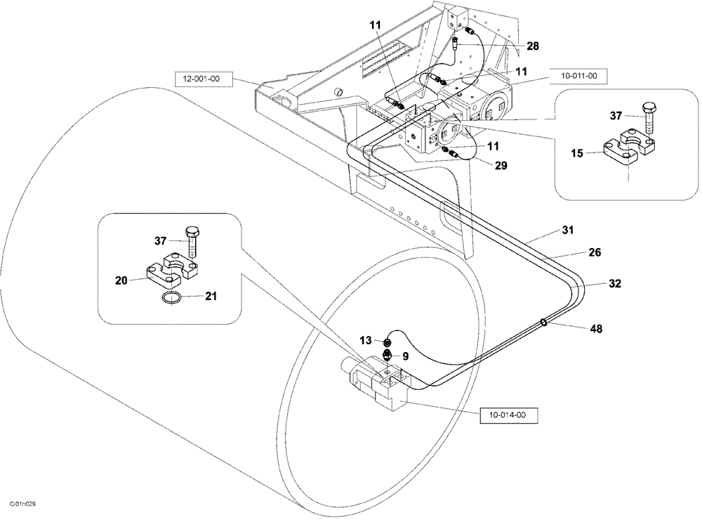 Схема запчастей Case SR20 - (10-002-00[01]) - HYDRAULIC CIRCUIT - VIBRATION (07) - HYDRAULIC SYSTEM