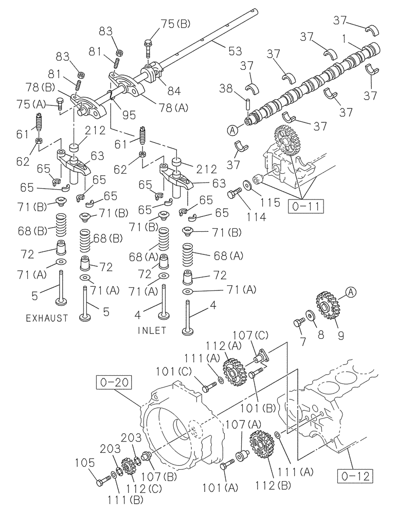 Схема запчастей Case CX300C - (02-014-01[01]) - CAMSHAFT - VALVE MECHANISM (02) - ENGINE