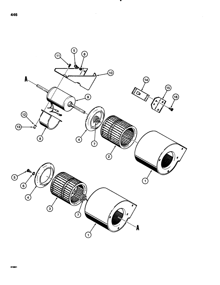 Схема запчастей Case 1150C - (446) - PRESSURIZED CAB, BLOWER (09) - CHASSIS/ATTACHMENTS