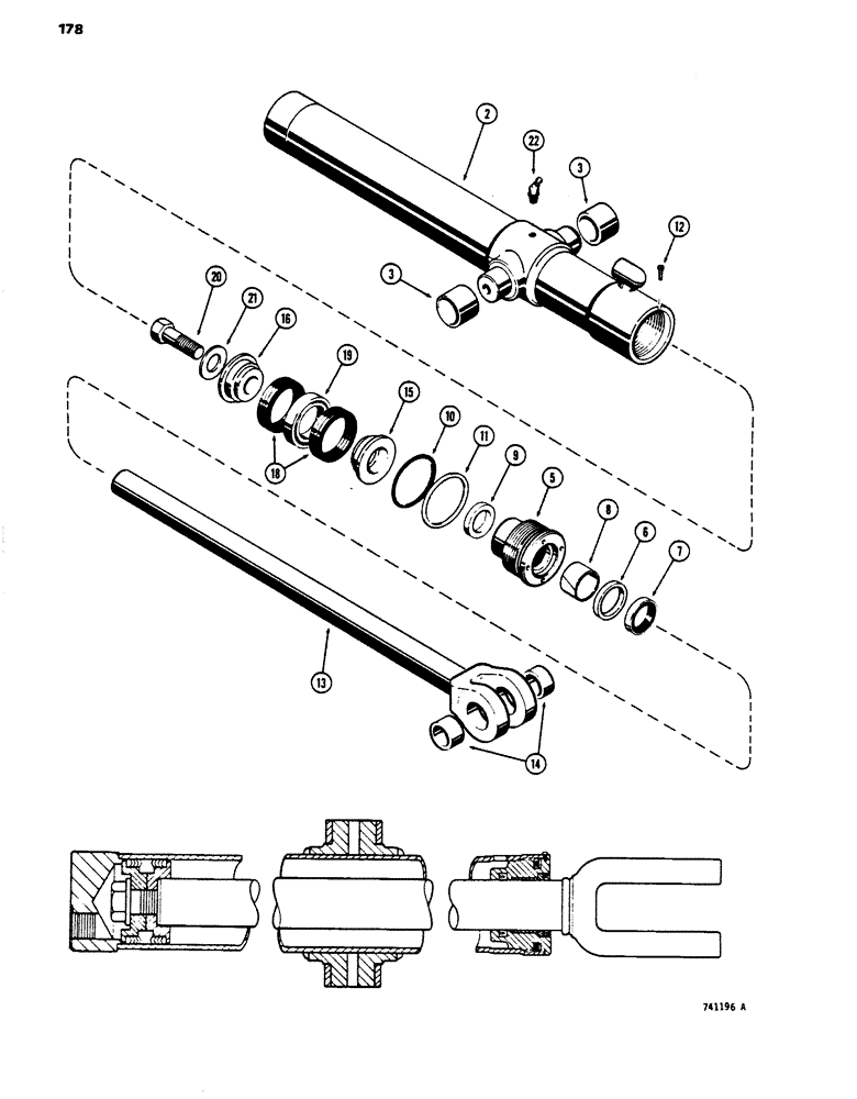 Схема запчастей Case 450 - (178) - G33561 AND G33562 LOADER DUMP CYLINDERS, GLAND OR TUBE IS STAMPED WITH CYLINDER PART NUMBER (07) - HYDRAULIC SYSTEM