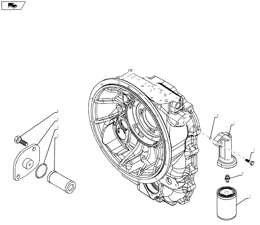Схема запчастей Case 580SN - (21.104.02) - TRANSMISSION- 2WD / 4WD POWERSHIFT S TYPE, SPS - FILTER, OIL (21) - TRANSMISSION