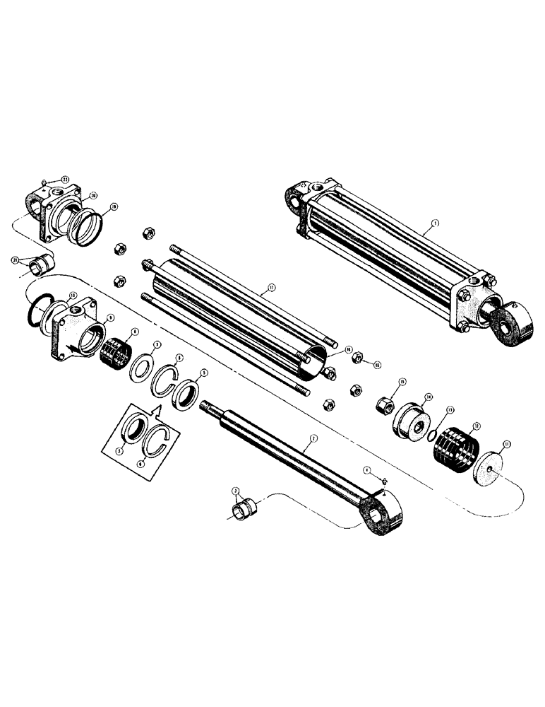 Схема запчастей Case 400 - (210) - D23808 LOADER HYDRAULIC BUCKET CYLINDERS (05) - UPPERSTRUCTURE CHASSIS