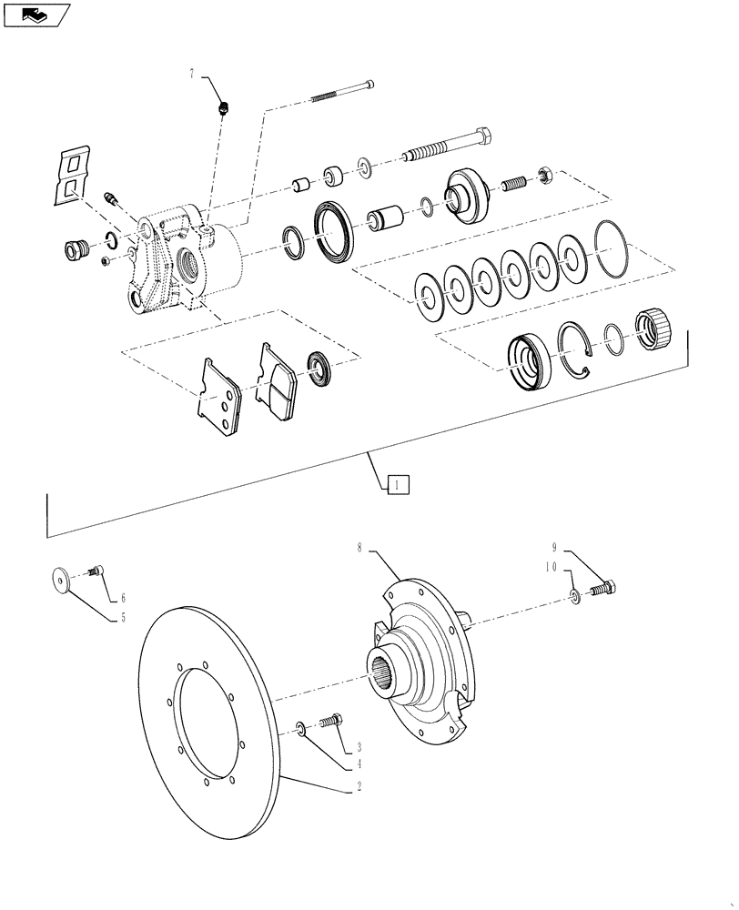 Схема запчастей Case 521F - (33.110.01) - PARKING BRAKE ASSEMBLY (33) - BRAKES & CONTROLS