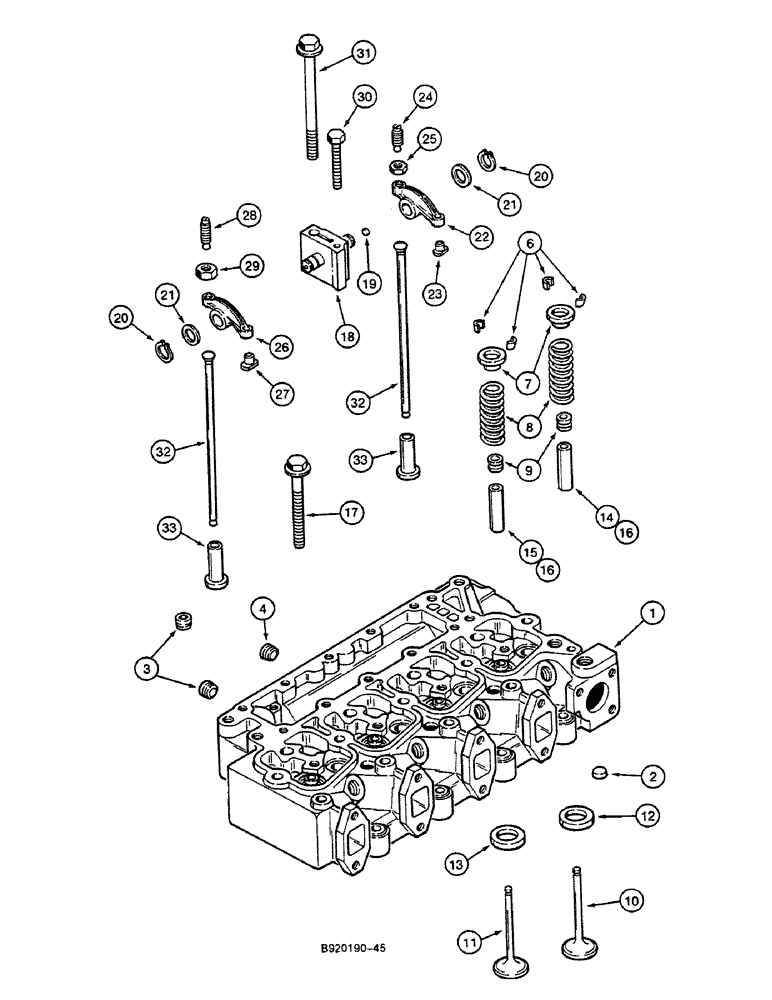 Схема запчастей Case 688C - (2-42) - CYLINDER HEAD AND VALVE MECHANISM (01) - ENGINE