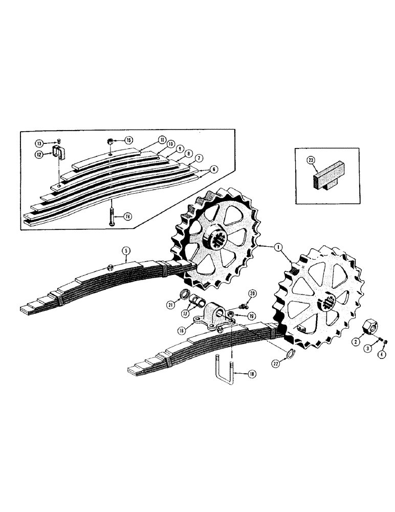 Схема запчастей Case 420C - (120) - SPROCKET AND LEAF SPRING (04) - UNDERCARRIAGE