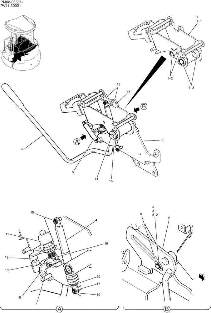 Схема запчастей Case CX27B - (01-029) - CONTROL BOX ASSY (LEFT HAND) (90) - PLATFORM, CAB, BODYWORK AND DECALS