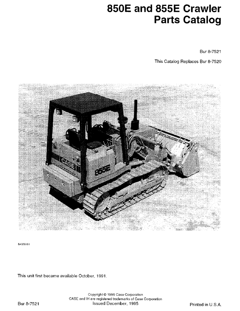 Схема запчастей Case 855E - (1-01) - 850E AND 855E CRAWLER PARTS CATALOG (00) - PICTORIAL INDEX