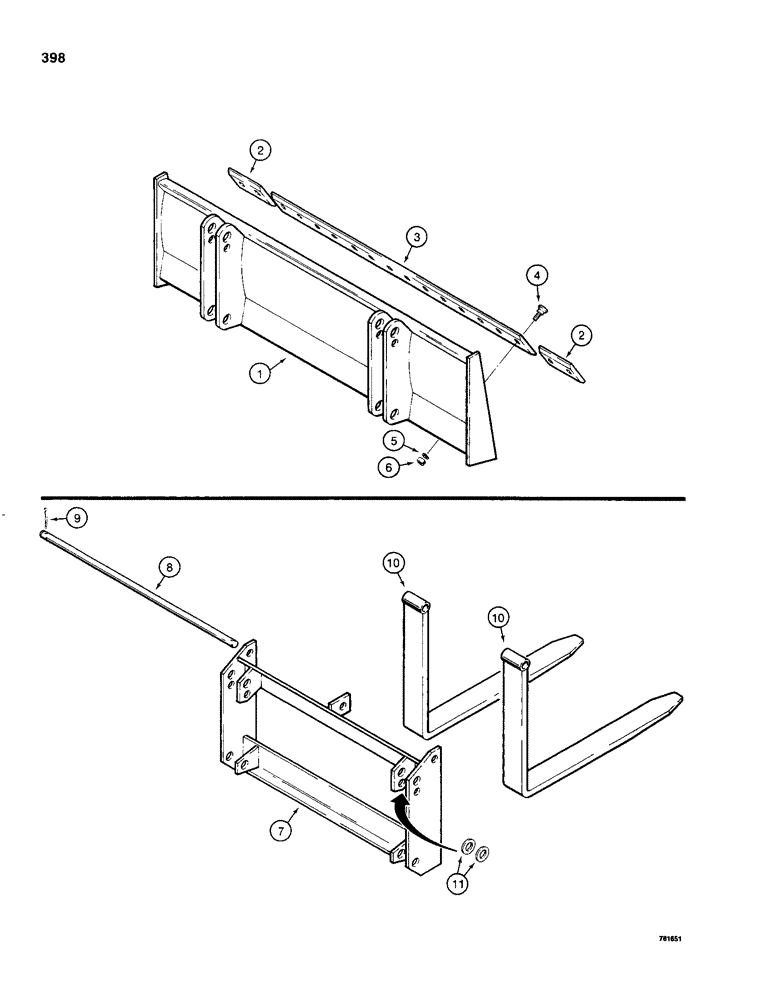 Схема запчастей Case 480C - (398) - LOADER BLADE (84) - BOOMS, DIPPERS & BUCKETS