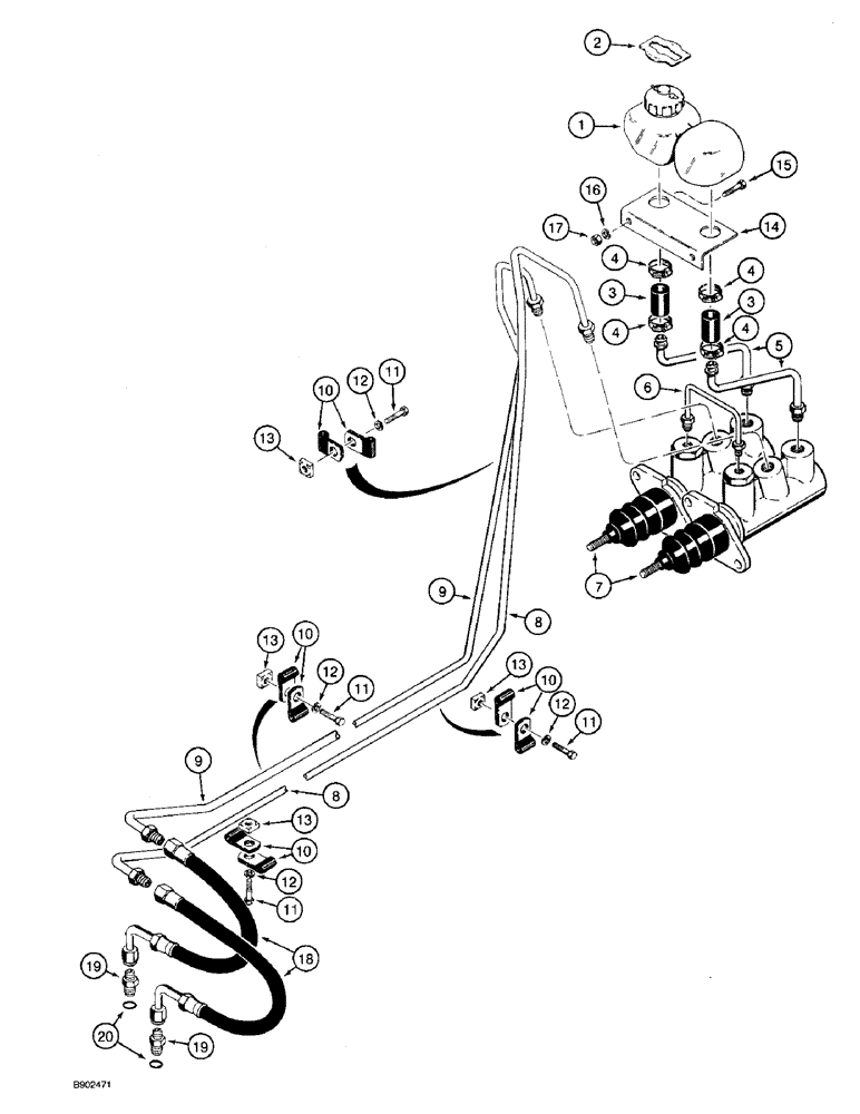 Схема запчастей Case 590 - (7-08) - BRAKE MASTER CYLINDER HYDRAULIC CIRCUIT (07) - BRAKES