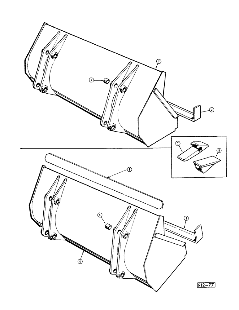 Схема запчастей Case 35 - (012) - LOADER BUCKETS, SHORT-LIP BUCKETS 
