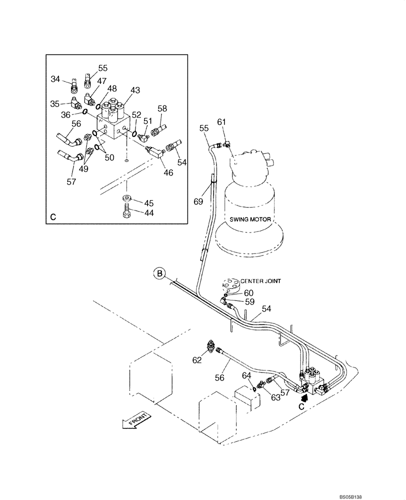 Схема запчастей Case CX225SR - (08-32) - HYDRAULICS - PILOT PRESSURE, RETURN LINES (08) - HYDRAULICS