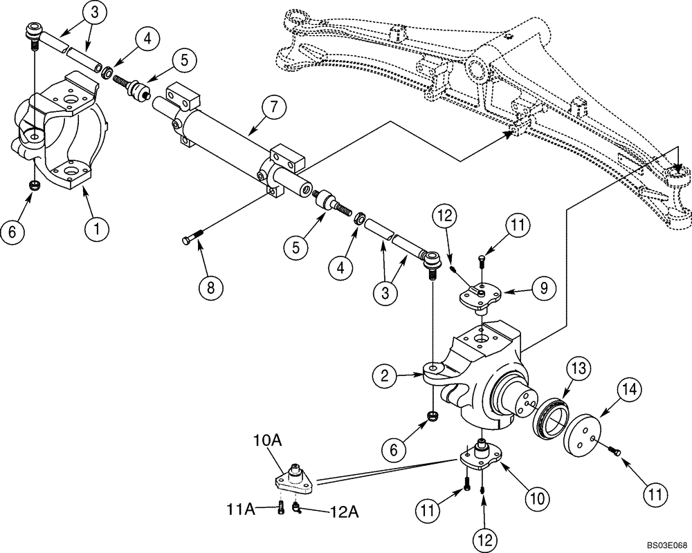 Схема запчастей Case 570MXT - (05-09) - AXLE, FRONT (429229A1 / 86990837) - HOUSING, SWIVEL (IF USED) (05) - STEERING