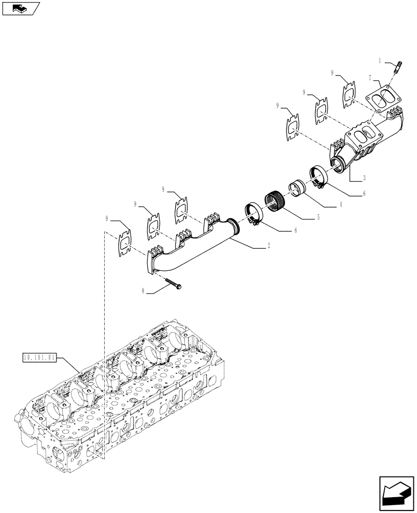 Схема запчастей Case F3DFA613B E003 - (10.254.05) - EXHAUST MANIFOLD (504386680) (10) - ENGINE