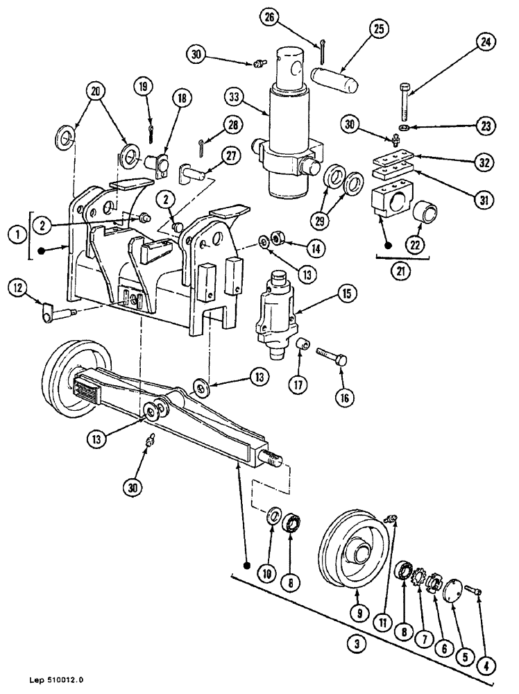 Схема запчастей Case 688B - (40) - FRONT RAIL GUIDE SUPPORT (04) - UNDERCARRIAGE