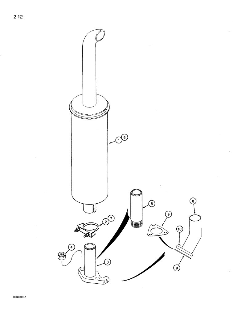 Схема запчастей Case 360 - (2-12) - MUFFLER AND EXHAUST SYSTEM (02) - ENGINE