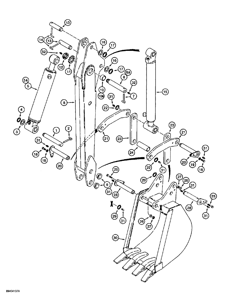 Схема запчастей Case 860 - (9-034) - BACKHOE DIPPER AND BUCKET (09) - CHASSIS/ATTACHMENTS
