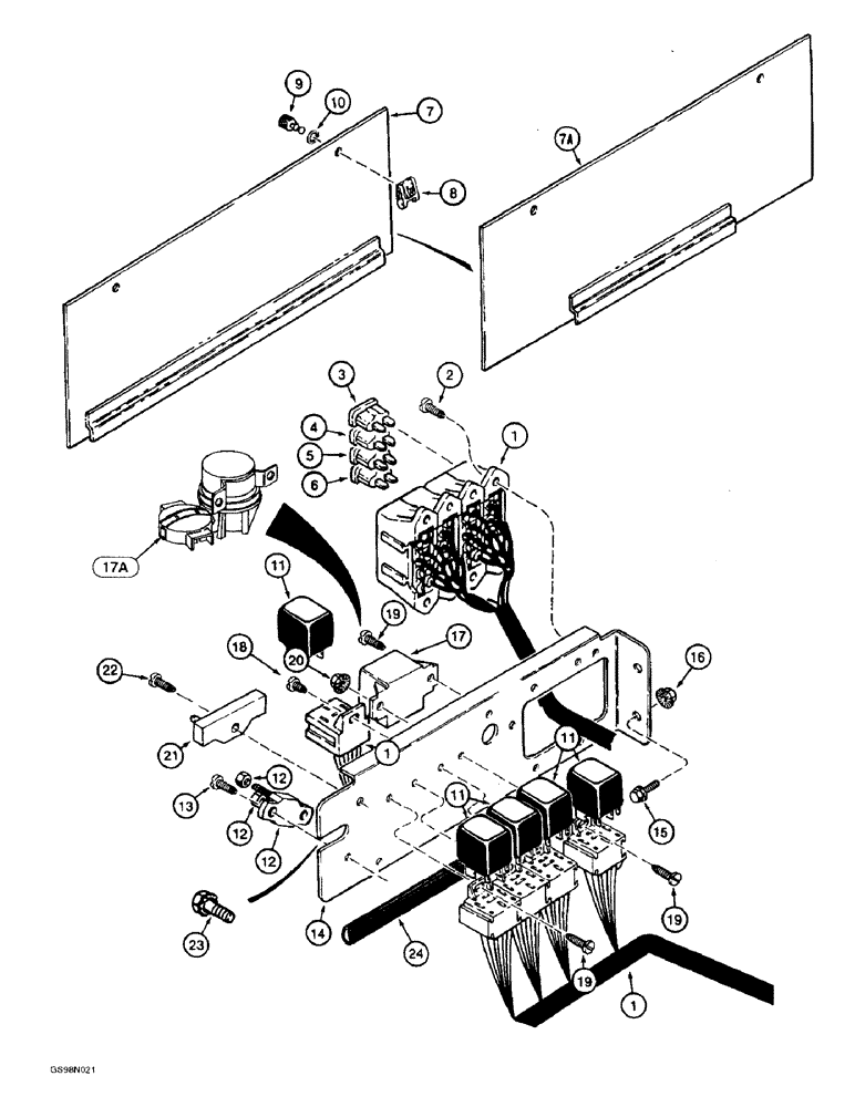 Схема запчастей Case 821B - (4-20) - MAIN CAB HARNESS, POWER DISTRIBUTION CENTER (04) - ELECTRICAL SYSTEMS
