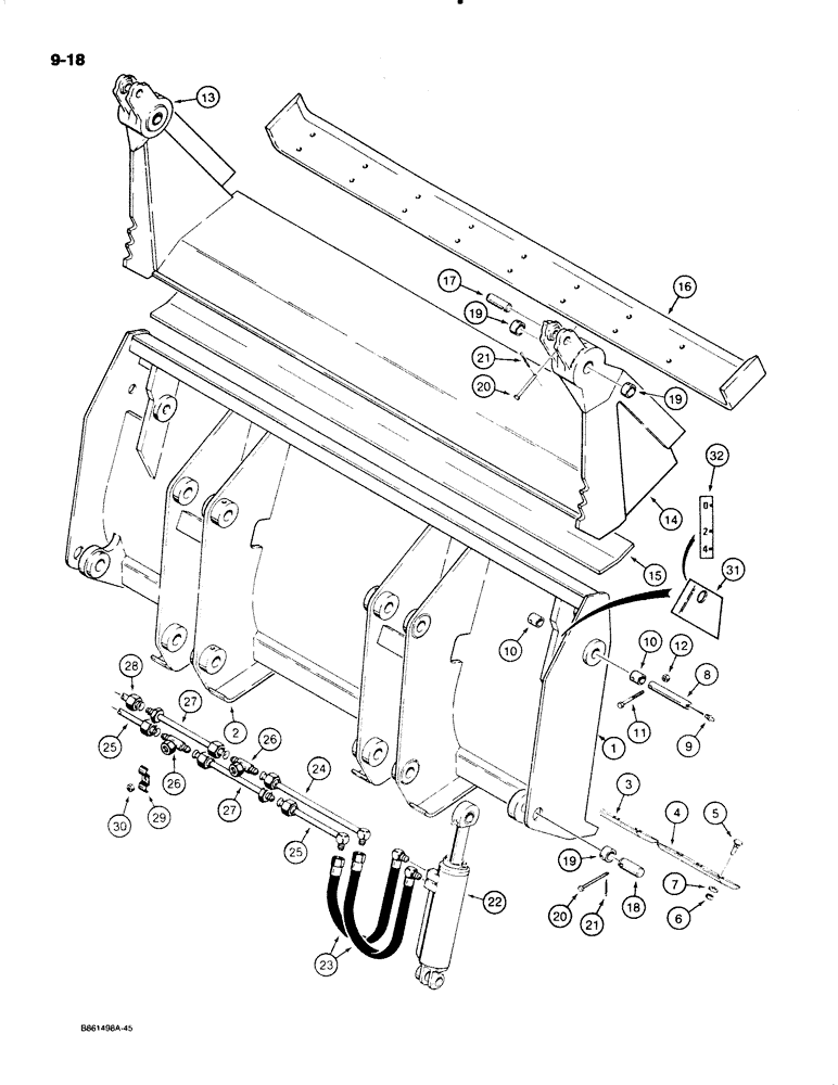 Схема запчастей Case W20C - (9-018) - L112520 CLAM BUCKET (09) - CHASSIS/ATTACHMENTS