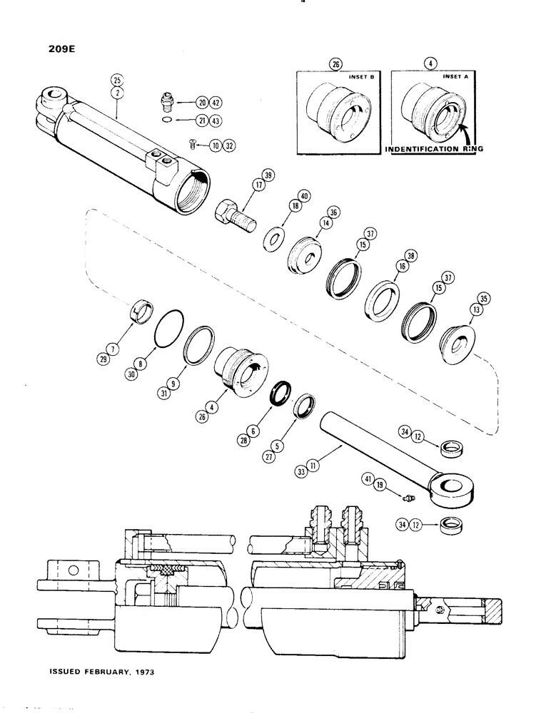 Схема запчастей Case 1150 - (209E) - G33624 AND G33625 CLAM CYLINDERS, 4" DIA. CYLINDER WITH 10" STROKE USED W/SOLID OUTER WIPER (07) - HYDRAULIC SYSTEM