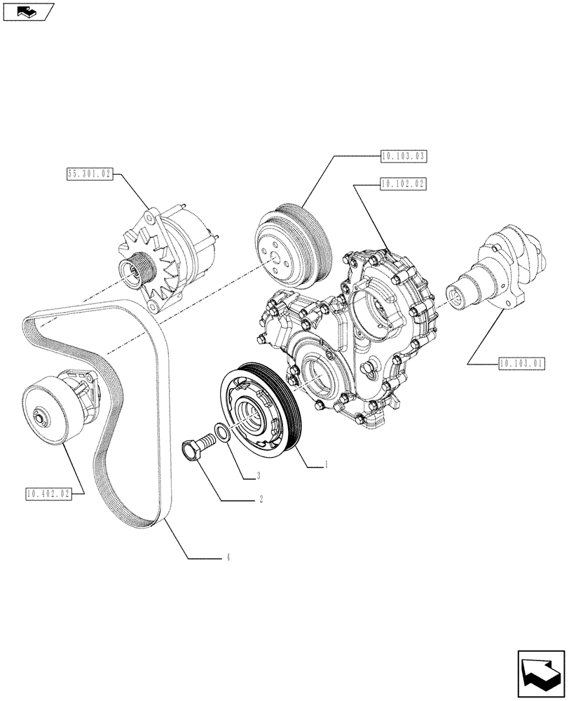 Схема запчастей Case F5CE5454C A003 - (10.103.04) - PULLEY - CRANKSHAFT (504388089) (10) - ENGINE