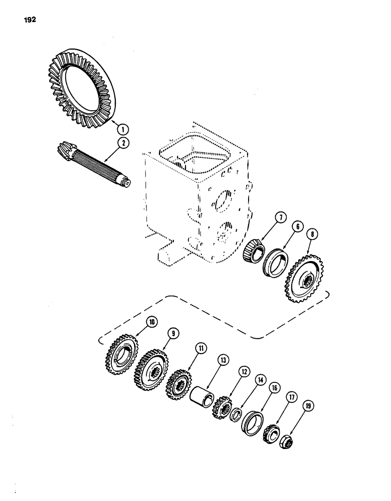 Схема запчастей Case 480LL - (192) - TRANSAXLE COUNTERSHAFT, TRANSMISSION S/N 16270319 AND AFTER (27) - REAR AXLE SYSTEM