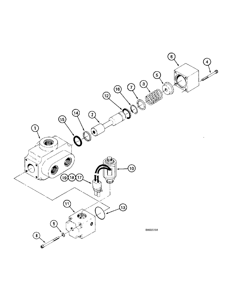 Схема запчастей Case 821B - (8-90) - RIDE CONTROL MASTER DIRECTIONAL VALVE ASSEMBLY (08) - HYDRAULICS