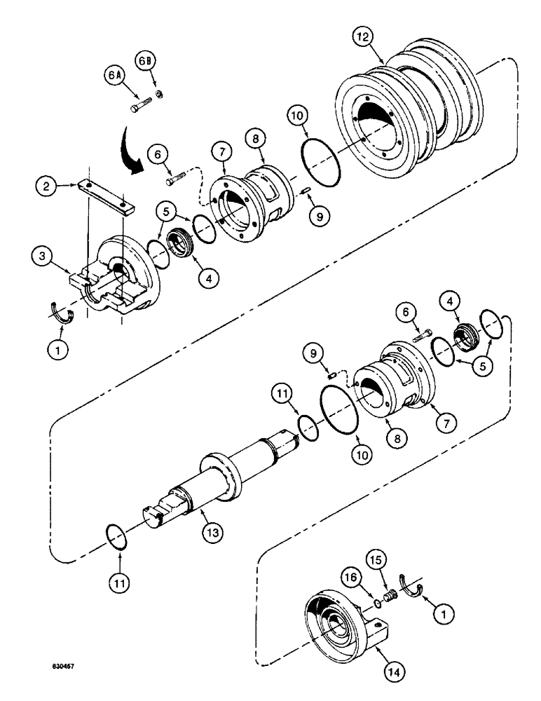 Схема запчастей Case 1187 - (120) - DOUBLE FLANGE TRACK ROLLER, TYPE B (04) - UNDERCARRIAGE