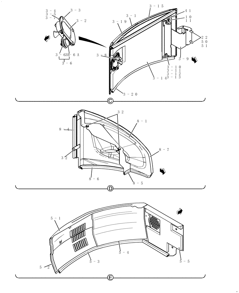 Схема запчастей Case CX20B - (240-01[3]) - HOODS (CANOPY) (90) - PLATFORM, CAB, BODYWORK AND DECALS