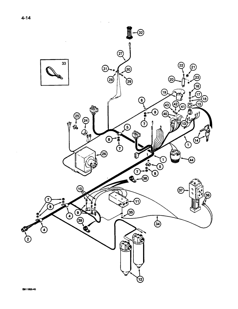 Схема запчастей Case 1187C - (4-14) - ELECTRICAL HARNESS - CAB AND TURNTABLE (04) - ELECTRICAL SYSTEMS