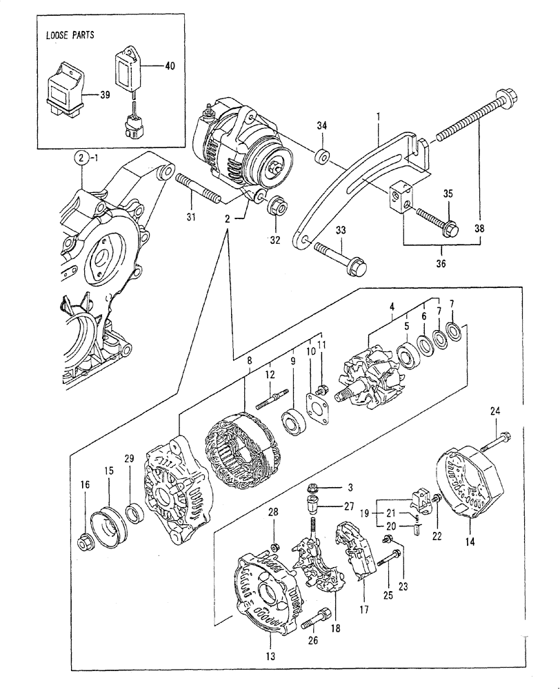 Схема запчастей Case CX27B - (ENGINE-15[1]) - CURRENT GENERATOR (55) - ELECTRICAL SYSTEMS