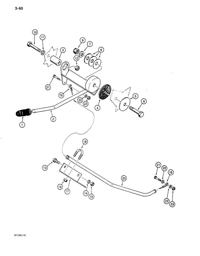 Схема запчастей Case 680K - (3-60) - HAND THROTTLE CONTROL, WITH LEVER RELEASE (03) - FUEL SYSTEM