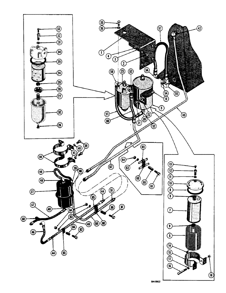 Схема запчастей Case 800 - (048) - FUEL LINES AND FILTERS (01) - ENGINE