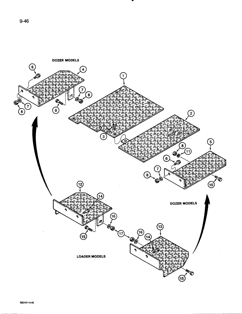 Схема запчастей Case 450C - (9-46) - FLOOR PLATES (09) - CHASSIS/ATTACHMENTS