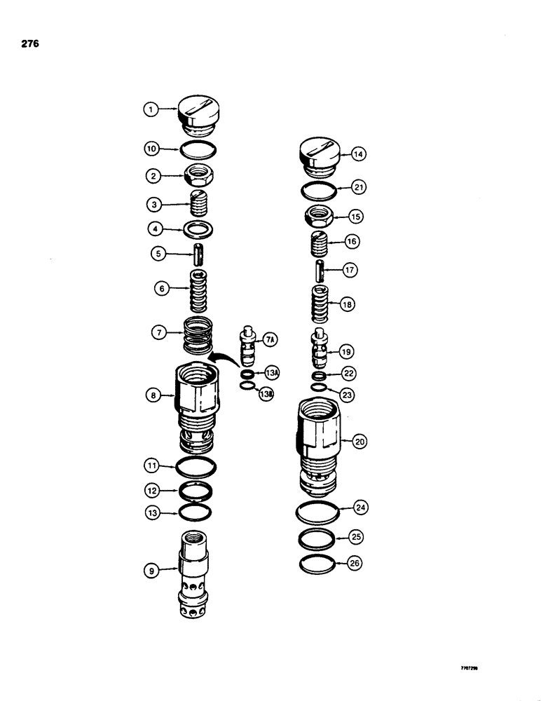 Схема запчастей Case 850C - (276) - ANTICAVITATION AND CIRCUIT RELIEF VALVE ASSEMBLIES (07) - HYDRAULIC SYSTEM