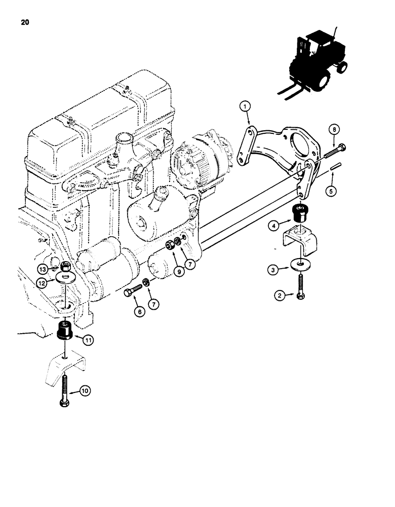 Схема запчастей Case 584D - (020) - ENGINE MOUNTING (10) - ENGINE