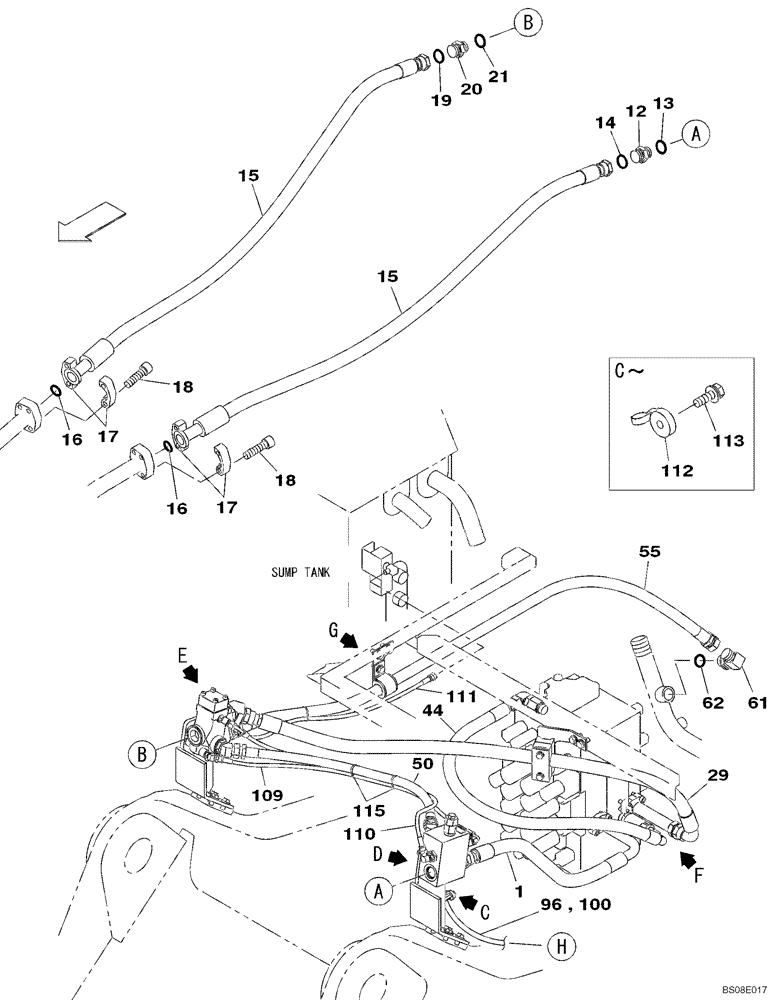 Схема запчастей Case CX350B - (08-32) - HYDRAULICS, AUXILIARY - MULTI-PURPOSE + 3 WAY VALVE, PEDAL ACTIVATED (08) - HYDRAULICS