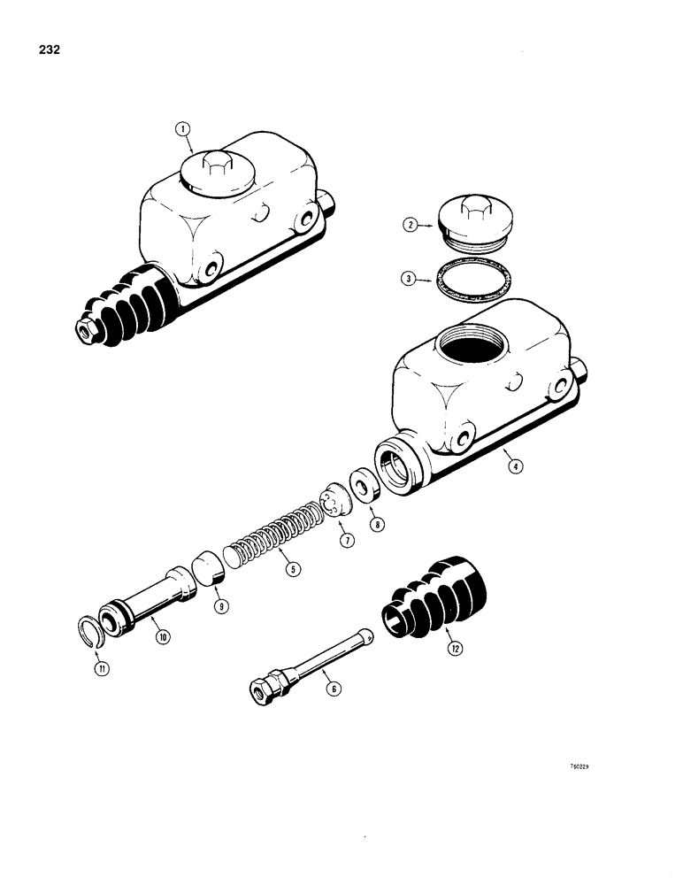 Схема запчастей Case 480C - (232) - BRAKE MASTER CYLINDER (33) - BRAKES & CONTROLS