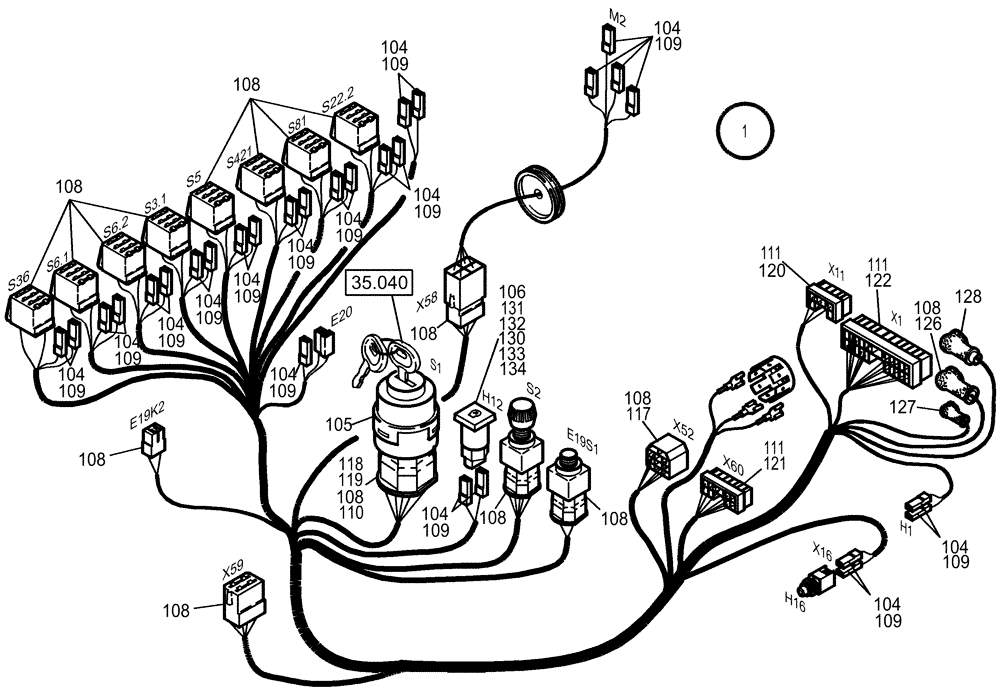 Схема запчастей Case 321D - (32.423[002]) - CABLE HARNESS CONTROL PANEL CANOPY (OPTION) (S/N 591052-UP) No Description