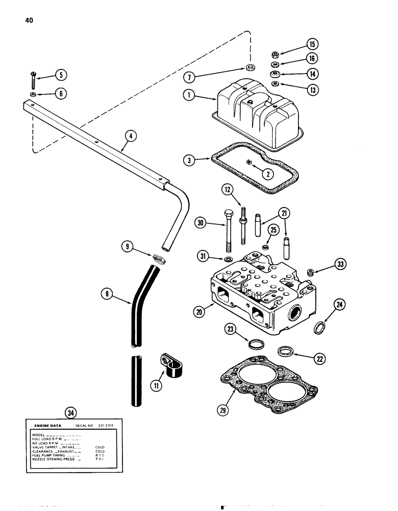 Схема запчастей Case 1080 - (040) - CYLINDER HEAD AND COVER, 504BDT DIESEL ENGINE (10) - ENGINE