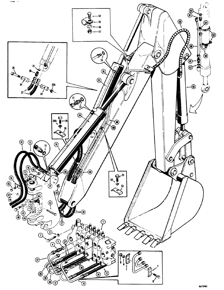 Схема запчастей Case 680CK - (194) - BACKHOE HYDRAULICS, BOOM, CROWD AND BUCKET CYLINDER HYDRAULICS (84) - BOOMS, DIPPERS & BUCKETS