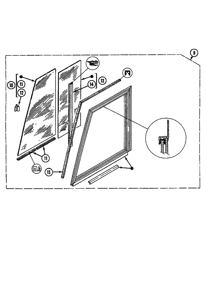 Схема запчастей Case 788 - (09E-10) - WINDOW CAB DOOR 788P / 788PSU (05.1) - UPPERSTRUCTURE CHASSIS/ATTACHMENTS
