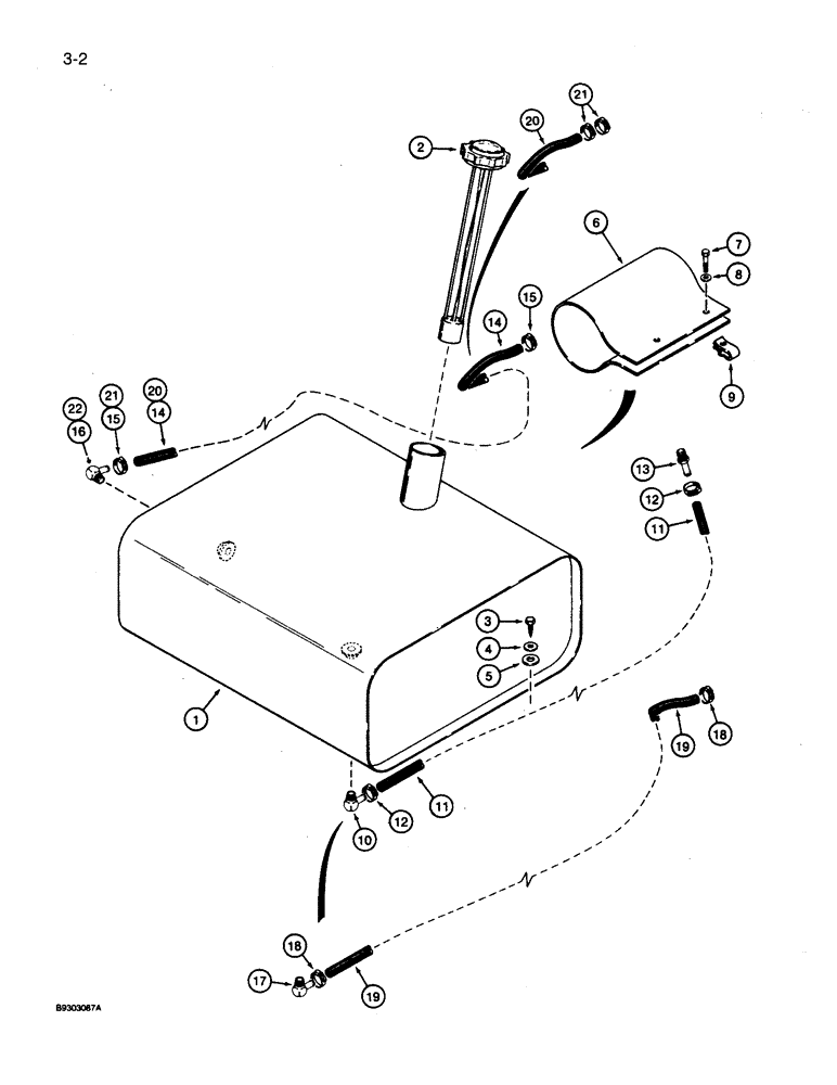 Схема запчастей Case 360 - (3-02) - FUEL TANK AND FUEL LINES - DEUTZ DIESEL ENGINE MODELS, COMMON TO MODEL (03) - FUEL SYSTEM