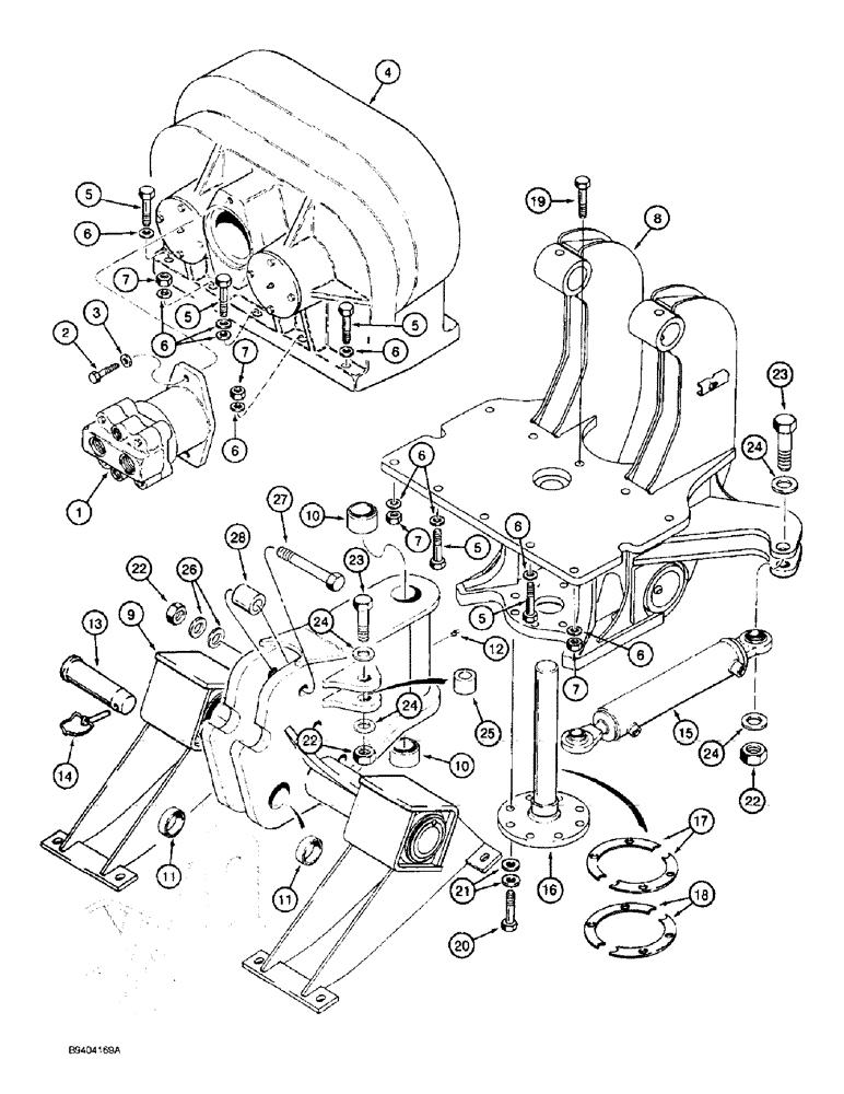 Схема запчастей Case 860 - (9-107A) - PLOW MOTOR, GEARBOX, AND BLADE MOUNTING - BLADE MOUNTING BRACKET W/INTEGRAL SKID SHOES (09) - CHASSIS/ATTACHMENTS