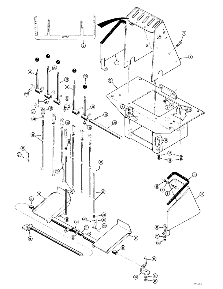 Схема запчастей Case 34 - (024) - INDIVIDUAL LEVER CONTROL (FOOT SWING), WITH TWO - PIECE CONTROL TOWER AND SWING PEDAL GUARDS 